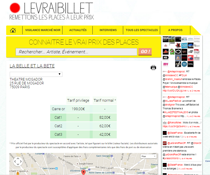 Facial prices are directly accessible on levraibillet.fr